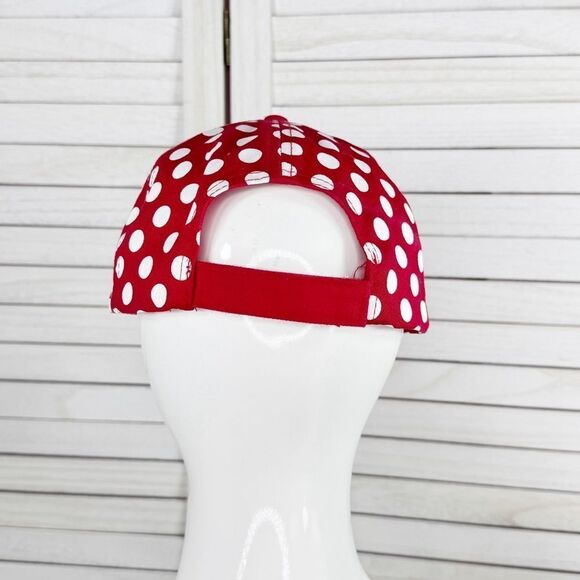 Disney Minnie Mouse Polkadot Baseball Cap Hat Red White Bow Adjustable - Picture 5 of 12